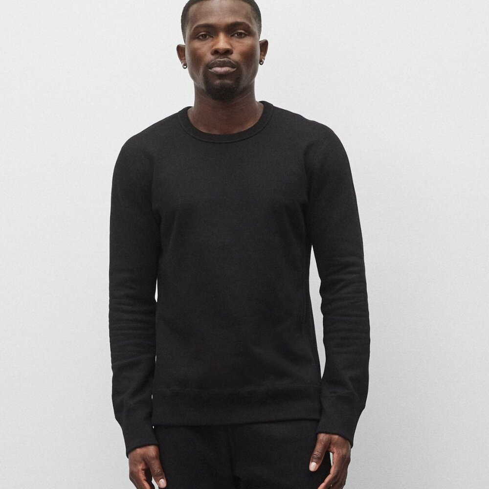 Reigning Champ Midweight Terry Slim Crewneck Sweatshirt - Black - XXL